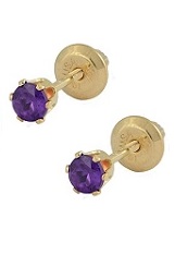great teensy gold purple birthstone earrings for babies and kids
